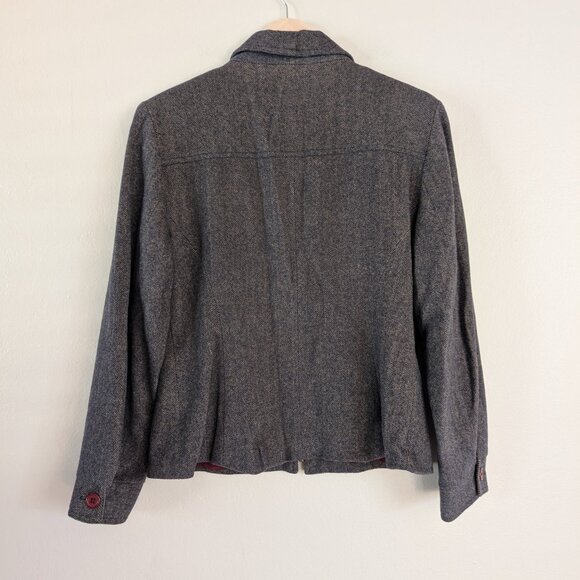 Vintage Jordan & Cole Brown Herringbone Wool Zip Up Jacket Old Money Classic S - Picture 5 of 13